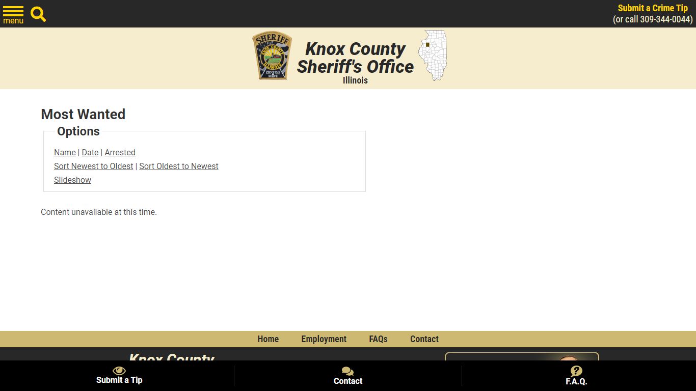 Most Wanted - Sorting by Posting Date - Knox County Sheriff IL